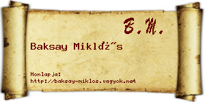 Baksay Miklós névjegykártya