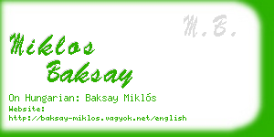 miklos baksay business card