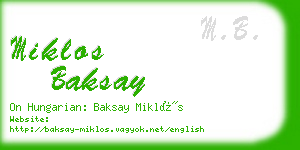 miklos baksay business card